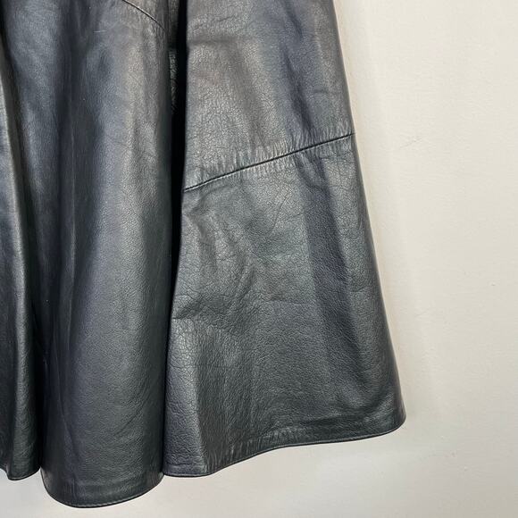 Vintage 80s Wilsons Leather Black High Waist Flared Below Knee Skirt Womens 25 6 - Picture 4 of 14